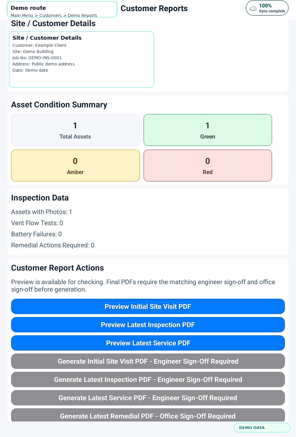 Smokevents Customer Reports screen